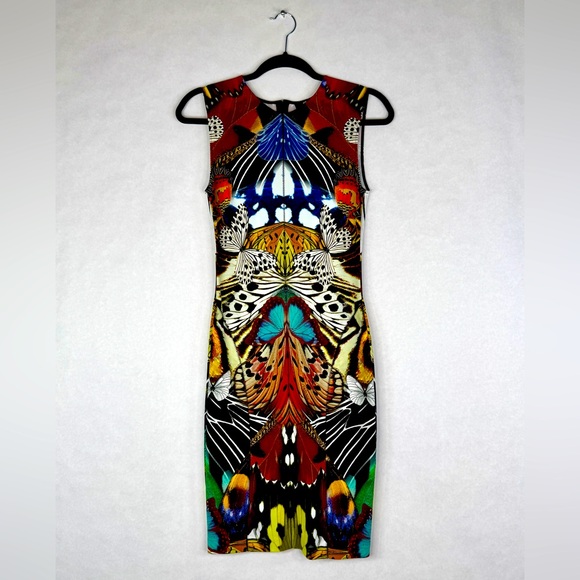 ROBERTO CAVALLI Butterly Print Sleeveless Body-Con Dress - Sz 40 IT / 4 US - Picture 5 of 12